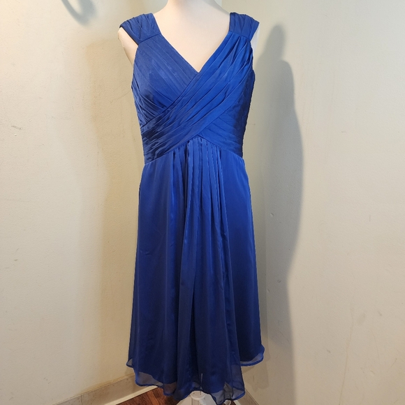 Belsoie Dresses & Skirts - BELSOIE Stunning Royal Blue V-Neck Evening Midi  Dress 12